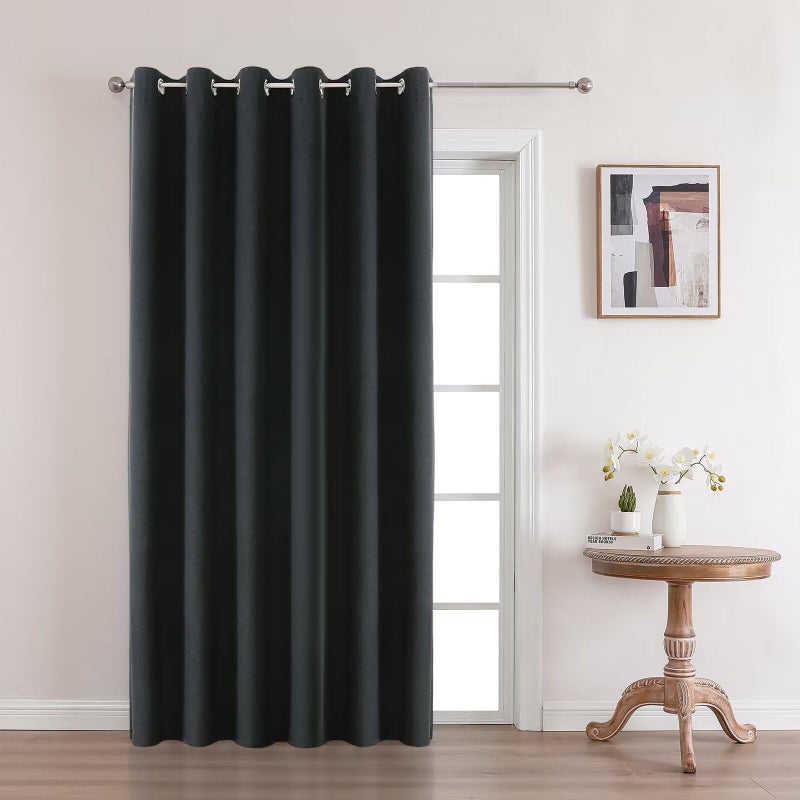 Joydeco Charcoal Grey Blackout Curtains 120 Inches Long  Extra Long Curtains 120 Inch Length 1 Panel for Bedroom  Thermal Insulated Linen Black Out Curtains with Grommets(100x120  Charcoal Grey) - Image 1