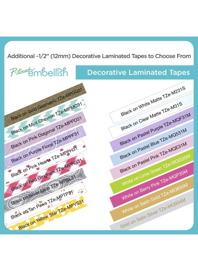 brother P-Touch Embellish Gold Print On Pink Satin Ribbon Tzere34   Wide X 13.1 Long For Use With P-Touch Embellish Ribbon And Tape Printer  - Image 5