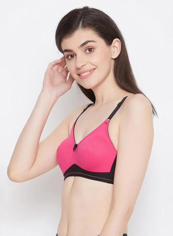 Clovia  Pink Non-Padded Non-Wired Full Coverage T-Shirt Bra for Women | Best Price UAE