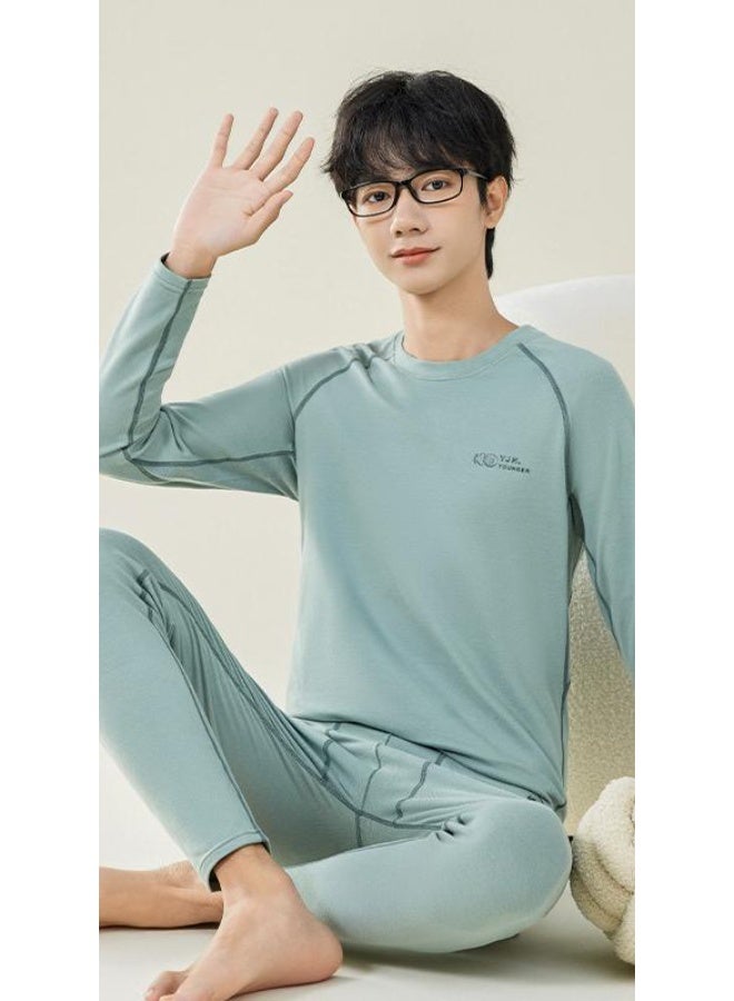 NIBEMINENT Teenage Modal Sweater and Pants for Middle School Boys - Warm Underwear Set for Boys Aged  Cotton Material for Autumn and Winter - Image 1