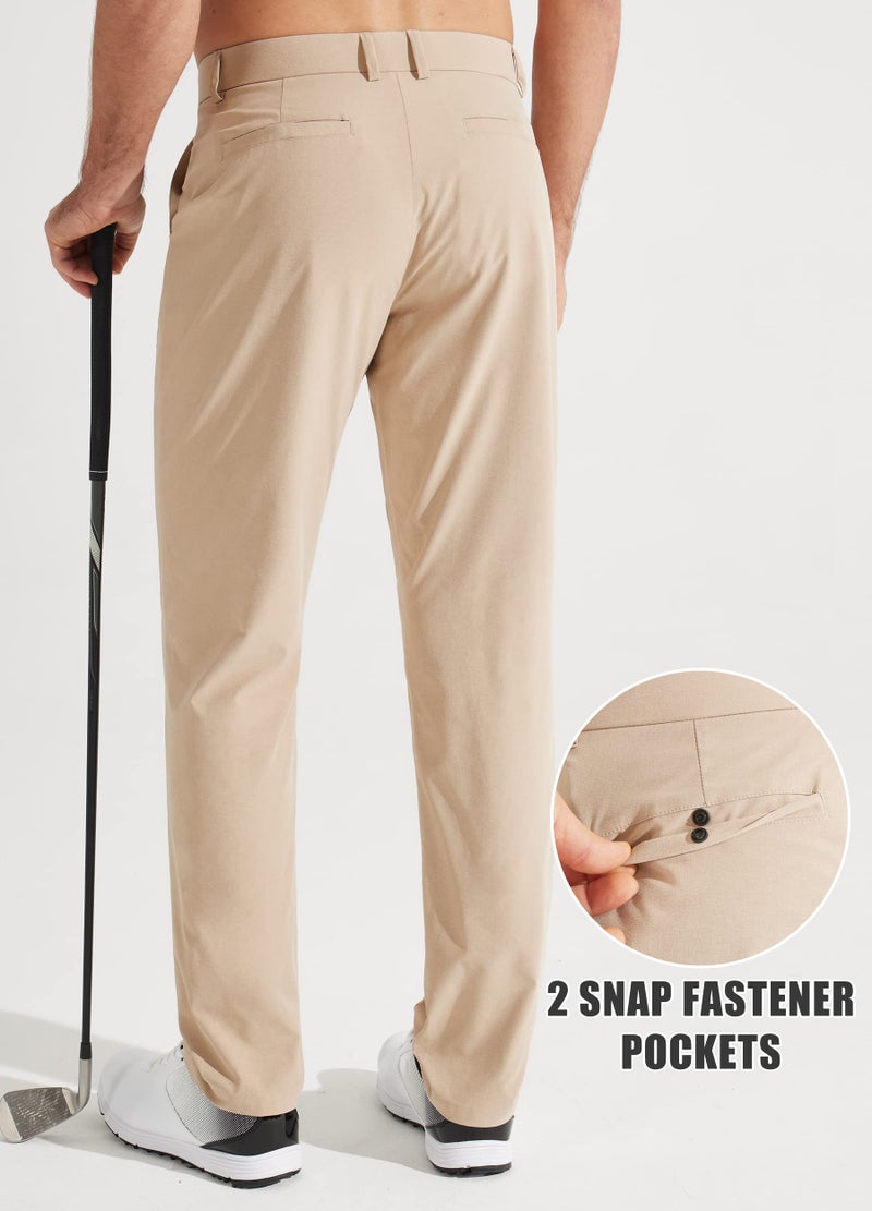 Libin Mens Golf Pants Classic Fit Stretch Work Dress Pants 32" Quick Dry Lightweight Business Casual Trousers Comfort Water Resistant, Khaki, 34W x 32L - Image 3