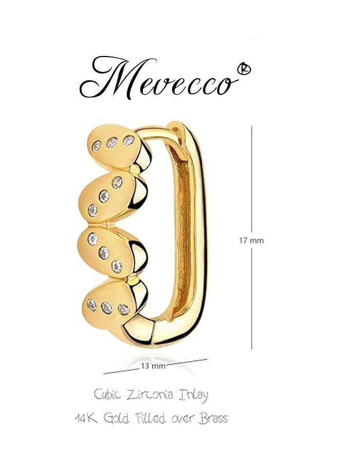 Mevecco Women Huggie Hoop Earrings Gold Ear Stud Cuff 14K Gold Filled Small Boho Beach Simple Delicate Handmade Hypoallergenic Jewelry Gift - Image 4
