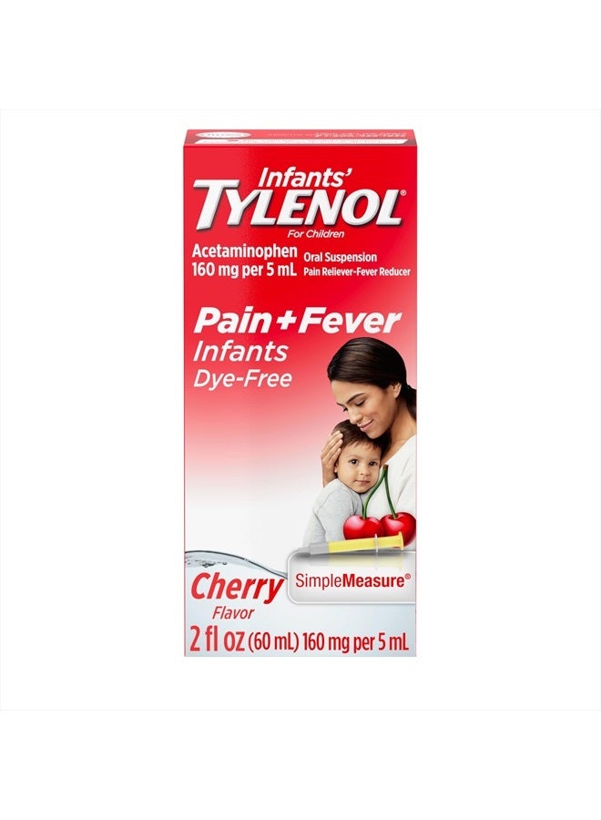 Tylenol Infants' Liquid Medicine with Acetaminophen Pain With Fever Relief DyeFree fl, Red, Cherry, 2 Fl Oz - Image 1