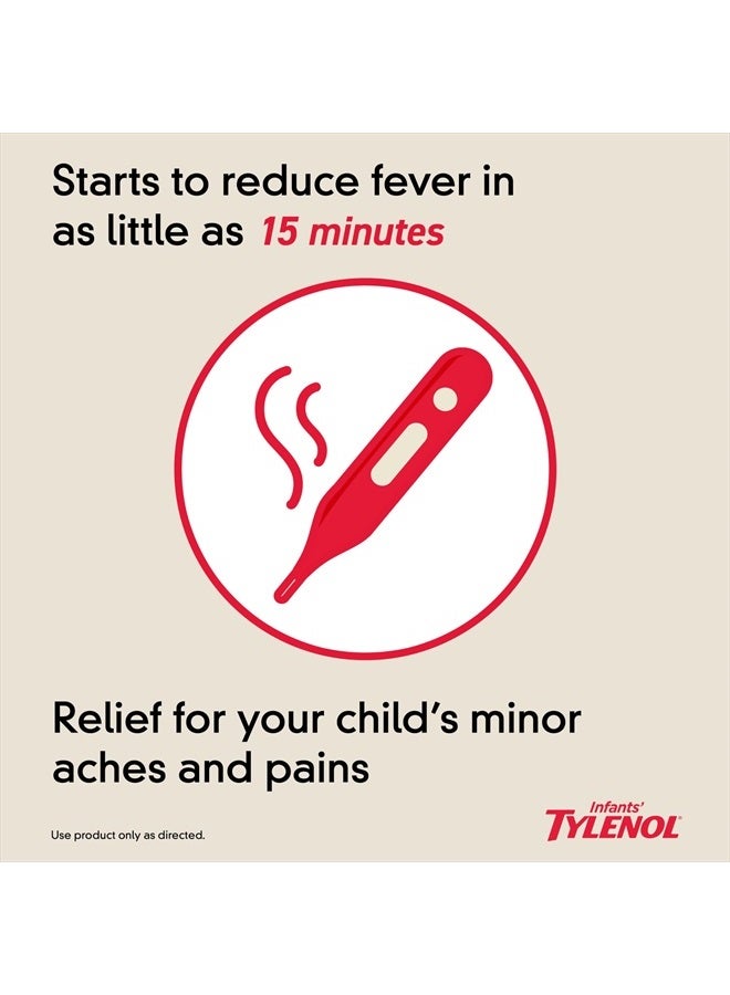Tylenol Infants' Liquid Medicine with Acetaminophen Pain With Fever Relief DyeFree fl, Red, Cherry, 2 Fl Oz - Image 4