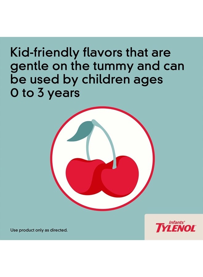Tylenol Infants' Liquid Medicine with Acetaminophen Pain With Fever Relief DyeFree fl, Red, Cherry, 2 Fl Oz - Image 5