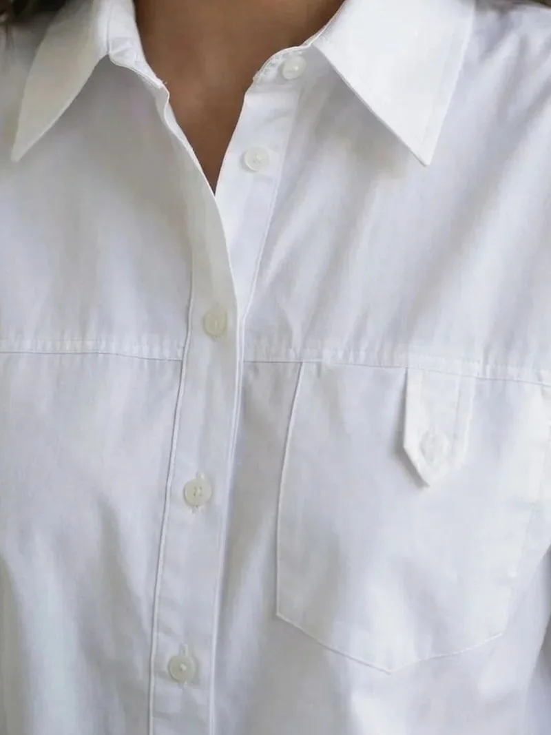 My Fashion White MY FASHION Long Cotton Textured Shirt for Women | Best Price UAE