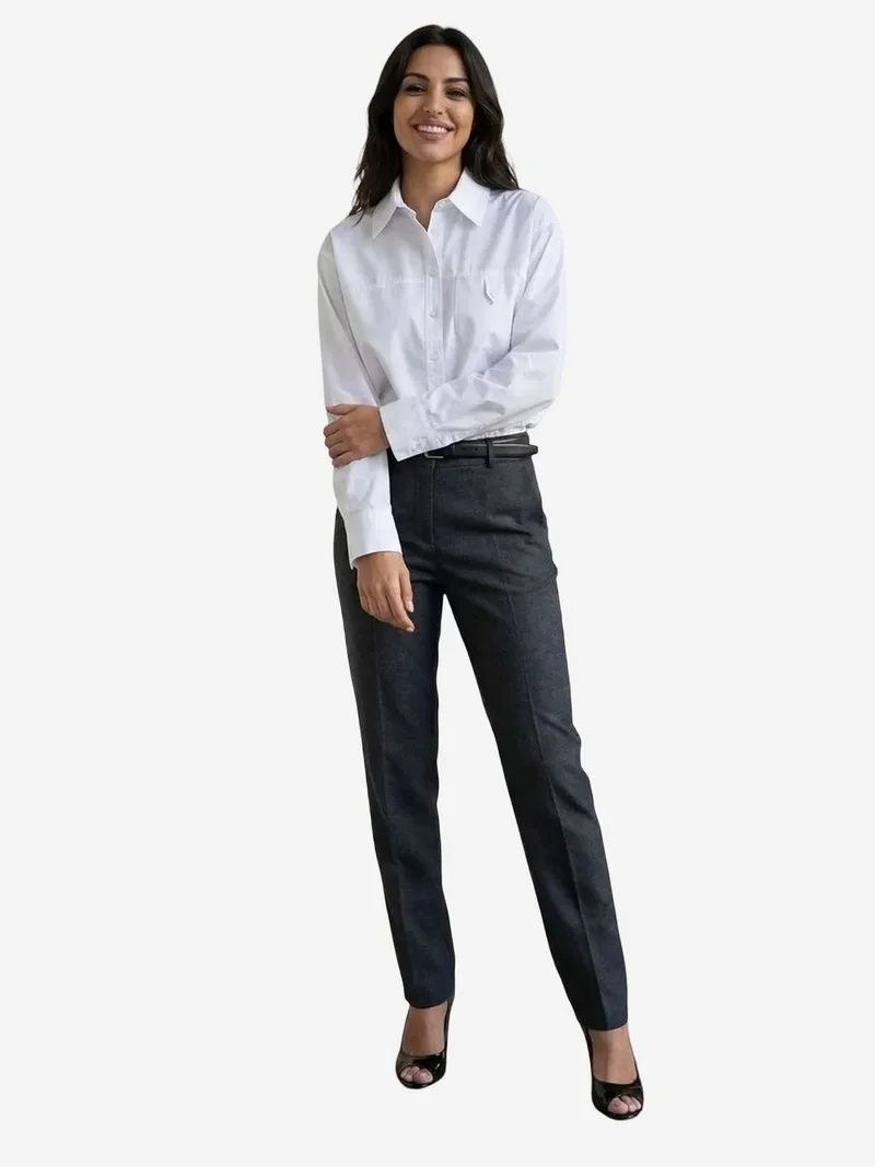 My Fashion White MY FASHION Long Cotton Textured Shirt for Women | Best Price UAE