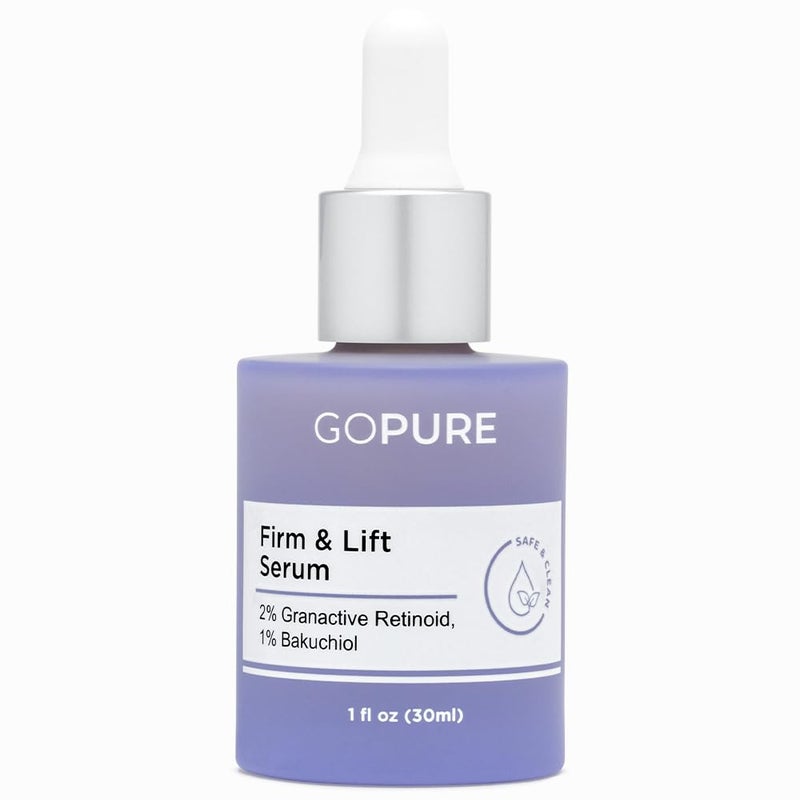goPure Actives Firm & Lift Serum - Anti-Aging Serum with Retinol for more Smooth, Even-Texture and Glowing Skin, and Antioxidant Bakuchiol for Collagen Support and Firmer-Looking Skin - 1 fl oz - Image 1
