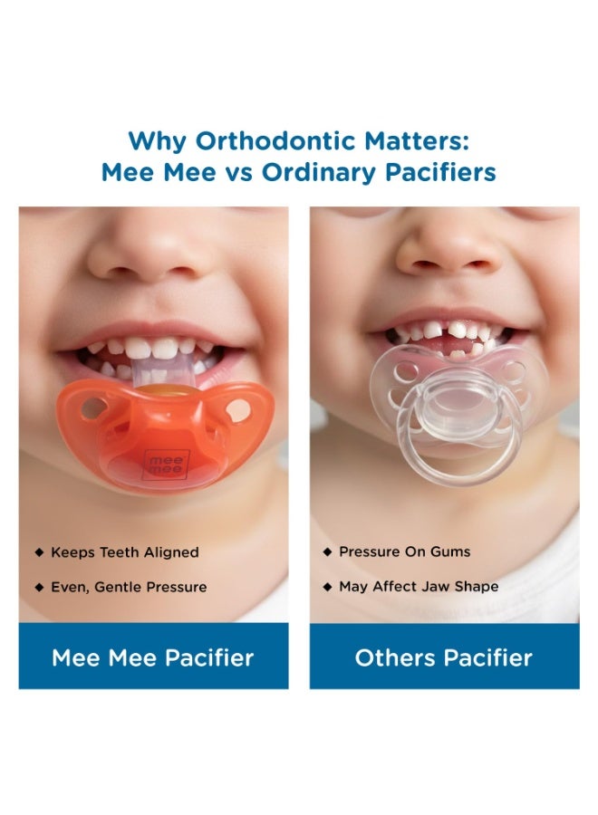 Mee Mee Baby Pacifier Ultra Light Soft Silicone Nipple| BPA Free | Oral stimulatory | Teether | Pack of 2 | 0-6 months + Kids (Blue/Red) - Image 2