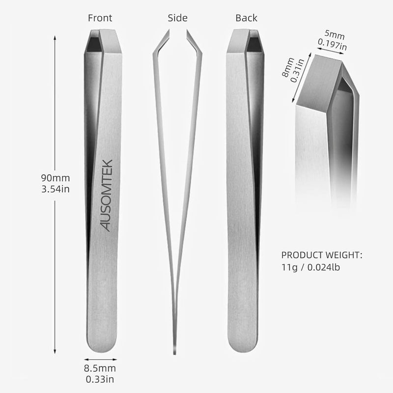 Ausomtek Beard Tweezers, White Hair Plucking Tweezers, Stainless Steel, Fine Hair Removal Tweezers, Eyebrows Shaping Tool, 5mm Tip, Clear Box 1Pack - Image 5