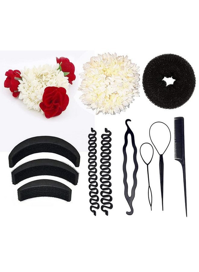 CHANDERKASH Set of 7; Hair Styling Tools Bun Maker Combo Offer Black (Combo of 12 Pieces)|Puff Juda Bun Shaper |Messy Bun Scrunchie - Image 1