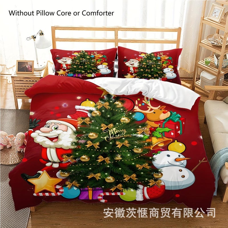 Zhichao 3D Three-Piece Set Size Christmas Quilt Cover Christmas Bedding Home Textile - Image 4