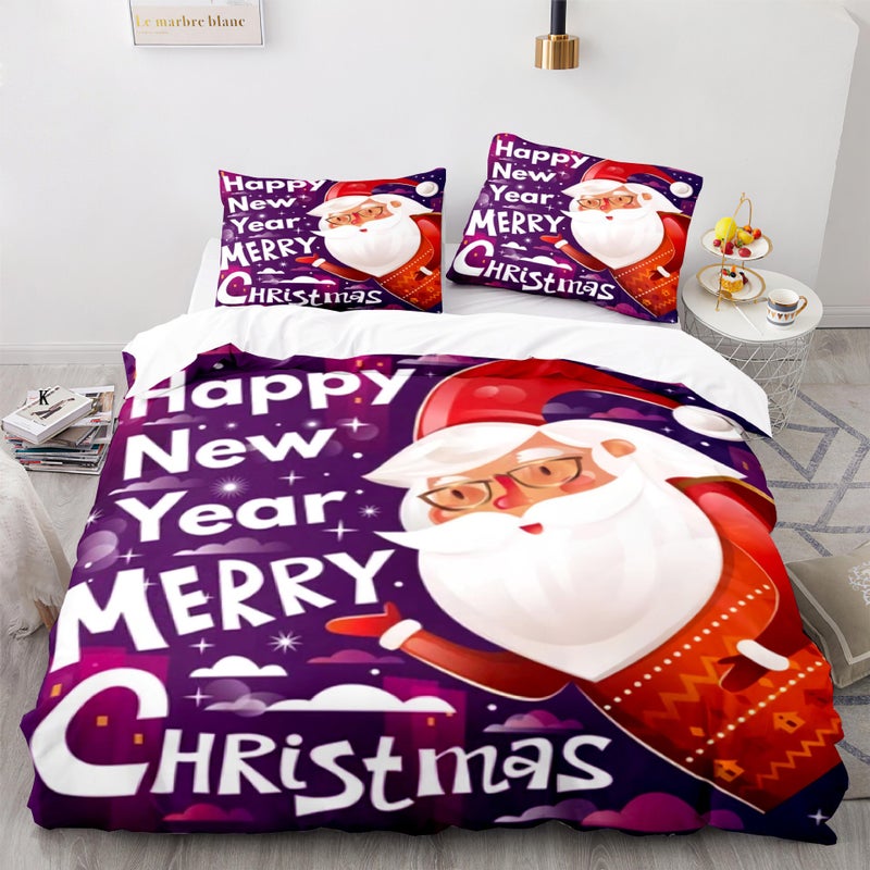 Zhichao 3D Three-Piece Set Size Christmas Quilt Cover Christmas Bedding Home Textile - Image 1