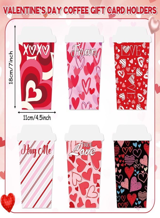 Potchen 6 Set Valentine's Day Gift Card Holders with Heart Crochet Coffee Cozy Sleeve Valentines Coffee Cup Gift Card Sleeves for Appreciation Teacher Friends Colleague Staff Party Favors - Image 3