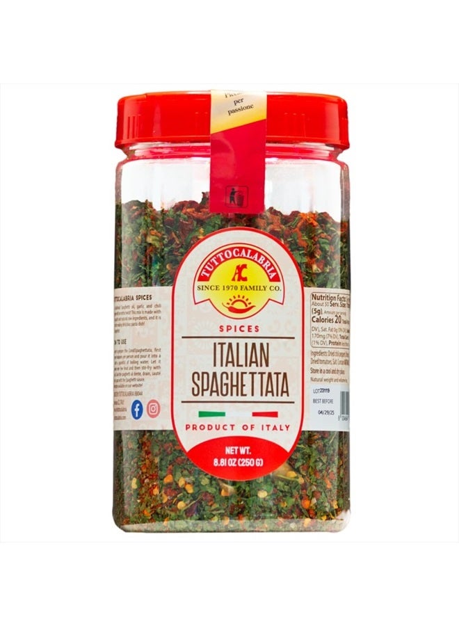 TUTTOCALABRIA Spaghetti Sauce Seasoning, Spicy Italian Spaghettata, Add oil to pan, heat, mix in seasoning, and then toss with your favorite pasta, 250g, TuttoCalabria  - Image 1