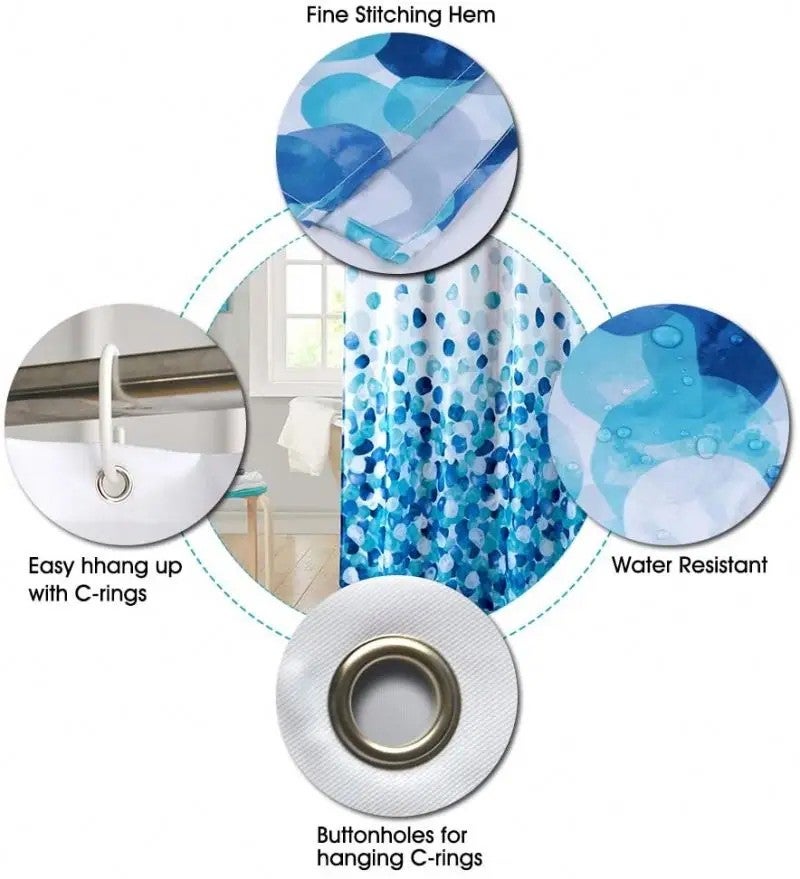 Y&D Shower Curtain Set Bathroom Nordic Green Leaves Waterproof Printing Bathroom Mat Set With Shower Curtain - Image 4