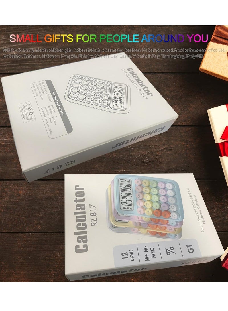 Generic 1 pcs Colorful Candy Calculator,Mechanical Calculator Cute 12 Digit Large LCD Display Big Round on Calculator,Easy to Press,for School Office Business Home,Automatic Sleep - Image 4