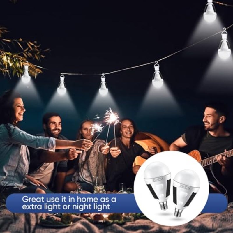Emergency LED solar bulbs 4-pack for home power failure and outdoor camping, E26/E27 base, 7W rechargeable, 6000K daylight white, durable ABS plastic housing - Image 5