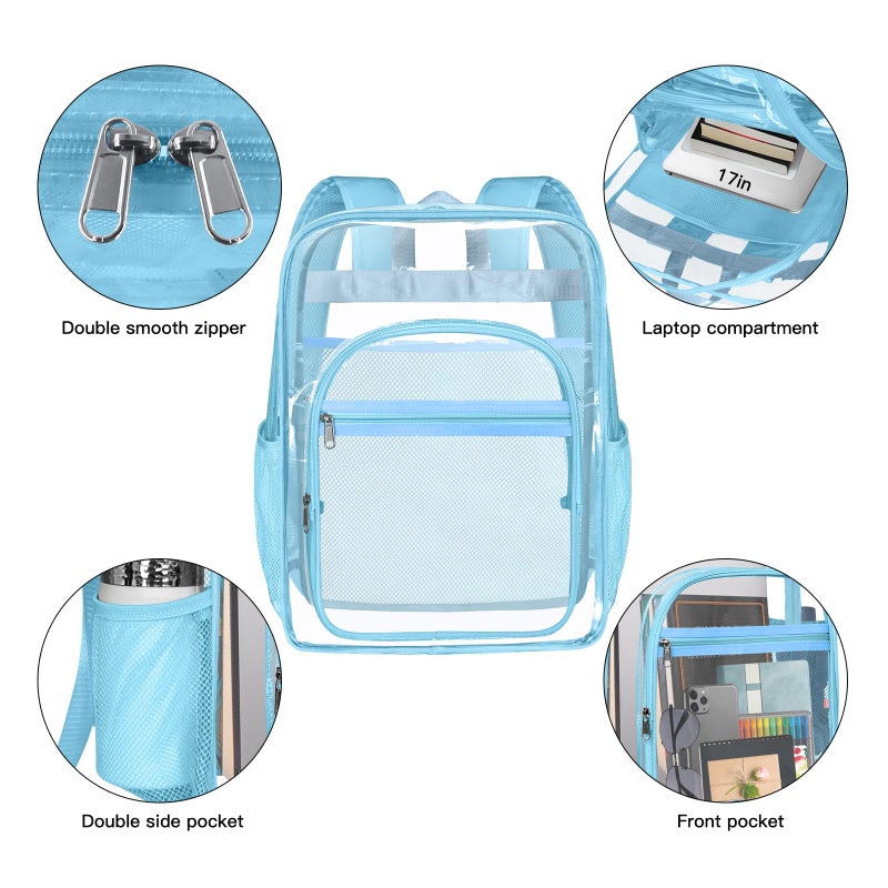 SDFGHG Clear Backpack,Sturdy Shape Heavy Duty Large Clear Backpack,Casual Daypacks (Blue) - Image 2