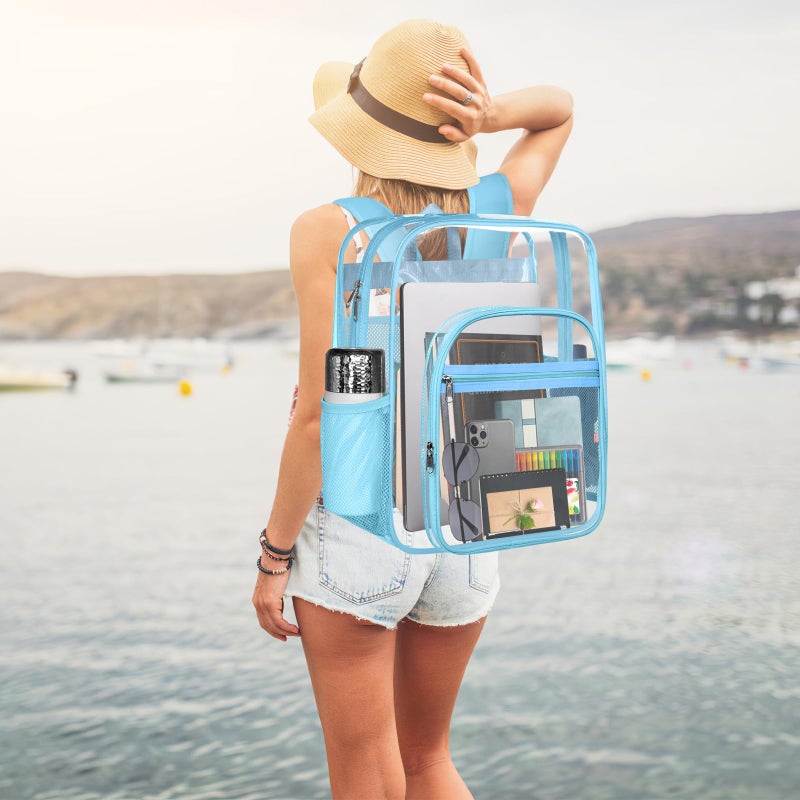 SDFGHG Clear Backpack,Sturdy Shape Heavy Duty Large Clear Backpack,Casual Daypacks (Blue) - Image 5