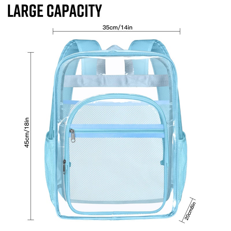SDFGHG Clear Backpack,Sturdy Shape Heavy Duty Large Clear Backpack,Casual Daypacks (Blue) - Image 3