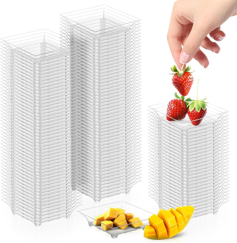 GothaBach 200 Pcs Mini Dessert Plates Clear Disposable Plastic Tray Mini Plastic Dish for Sauce Dessert Fruit or Appetizer24 - Image 1