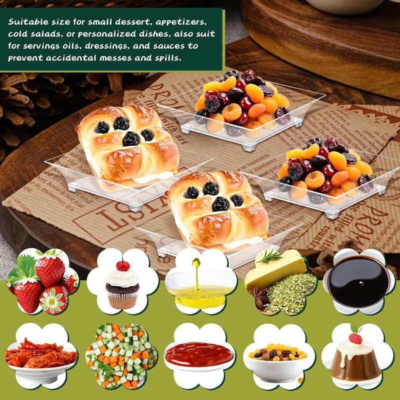 GothaBach 200 Pcs Mini Dessert Plates Clear Disposable Plastic Tray Mini Plastic Dish for Sauce Dessert Fruit or Appetizer24 - Image 4