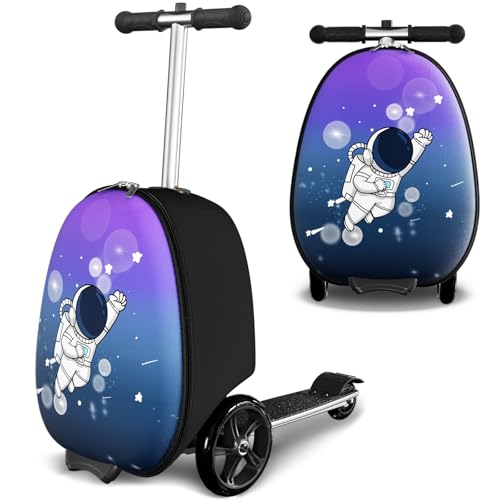 Baotree 2-in-1 Ride-On Scooter Suitcase, Scooter Luggage for Kids Ages 5-12, Foldable & Lightweight Carry with LED Light-Up Wheels - Image 1