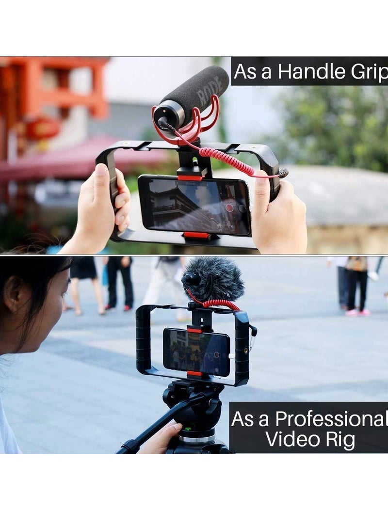 Smartphone Video Rig, Film Making Case, Phone Video with Stabiliser Grip, Tripod Mount for Videomaking, Filmmaker, Videomaker for iPhone X 8 Plus, Samsung - Image 2