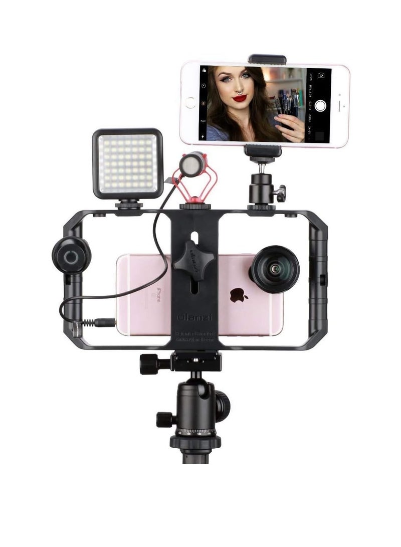Smartphone Video Rig, Film Making Case, Phone Video with Stabiliser Grip, Tripod Mount for Videomaking, Filmmaker, Videomaker for iPhone X 8 Plus, Samsung - Image 3
