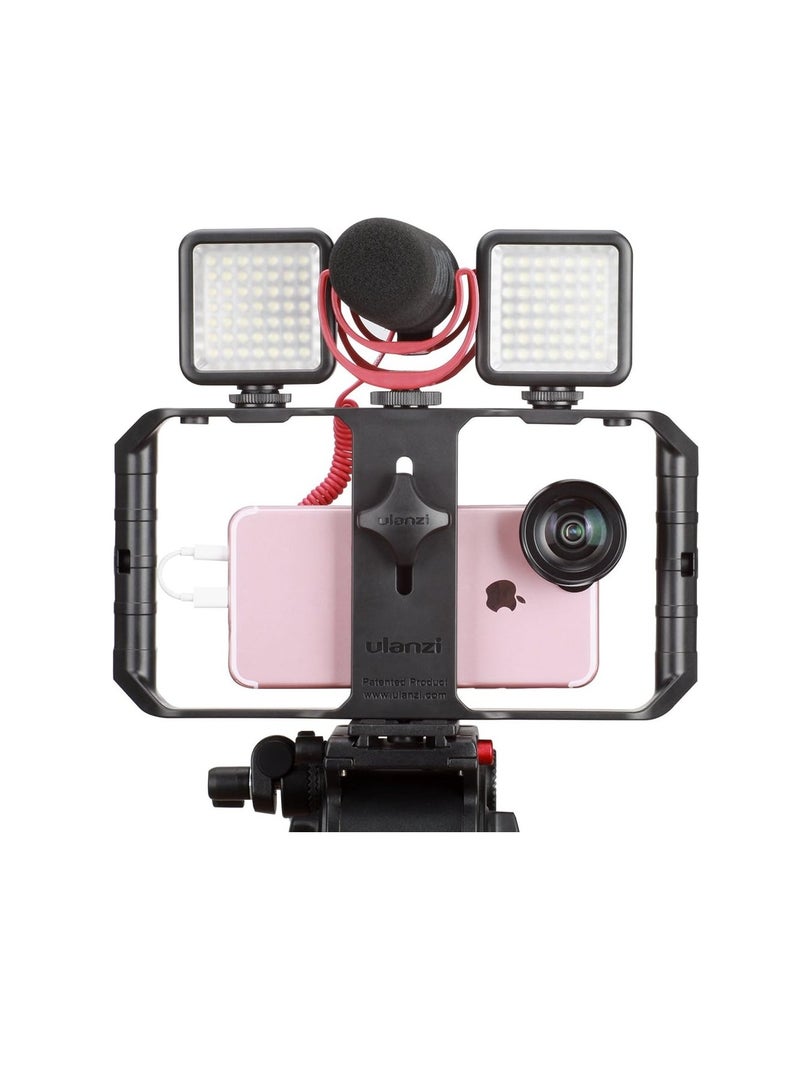 Smartphone Video Rig, Film Making Case, Phone Video with Stabiliser Grip, Tripod Mount for Videomaking, Filmmaker, Videomaker for iPhone X 8 Plus, Samsung - Image 1