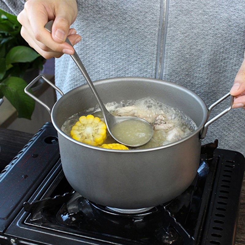 99.8% Titanium Long Handle Spoon - Corrosion Resistant, Extreme Temperature Proof Outdoor Spoon for Camping and Household Use - Image 3