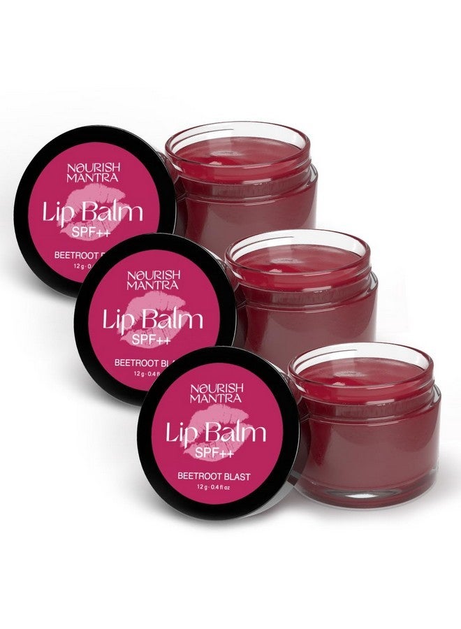 Nourish Mantra Beetroot Blast Lip Balm with SPF | Made with Olive oil, Shea Butter, Vitamin E and Avocado Oil | For Dry, Chapped & Dark Lips | Best for Both Women and Men | 12g (Pack of 3, Beetroot) - Image 1
