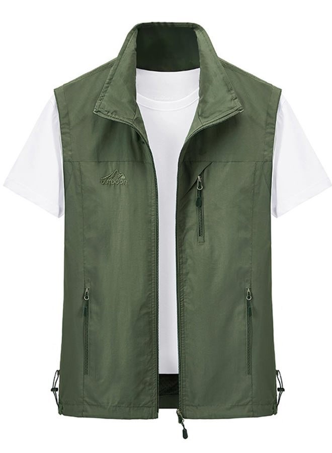 Gihuo Men's Golf Lightweight Photo Vest Fishing Travel Safari Vest Softshell Causal Sleeveless Jacket Outerwear(ArmyGreen-S) - Image 1
