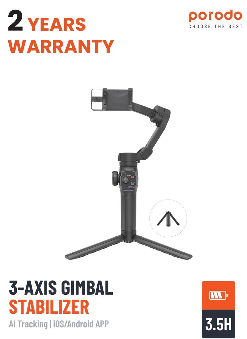 porodo AI Tracker Gimbal P9 - Black  - Image 1