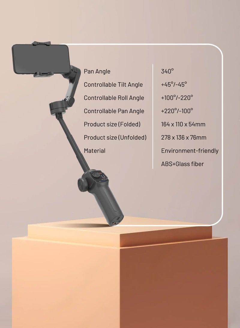 porodo 3-Axis AI Tracking Gimbal Stabilizer for Vlogging, Content Creation, Live Streaming & Travel, 2500mAh Battery, 170mm Extension Rod, Foldable Design, iOS & Android App, FPV Mode - Image 5