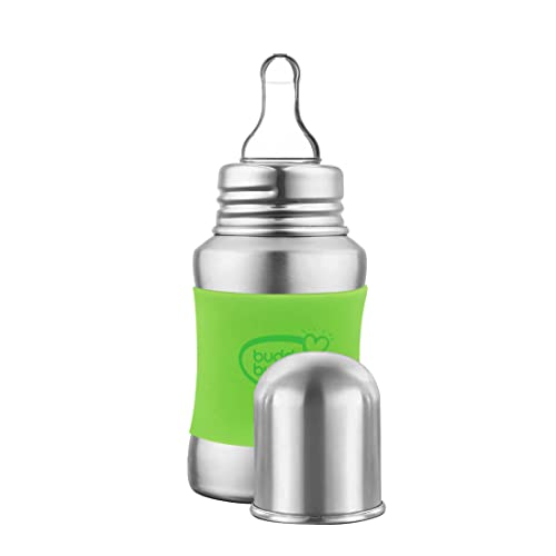 Buddsbuddy Stella Plus Neck New Born Baby Feeding Bottle made With High Grade Stainless Steel | Rust Free Feeding Bottle With Nipple | Leak Proof Baby Bottle | With Extra Spout Sipper | 180 ML | Green - Image 2