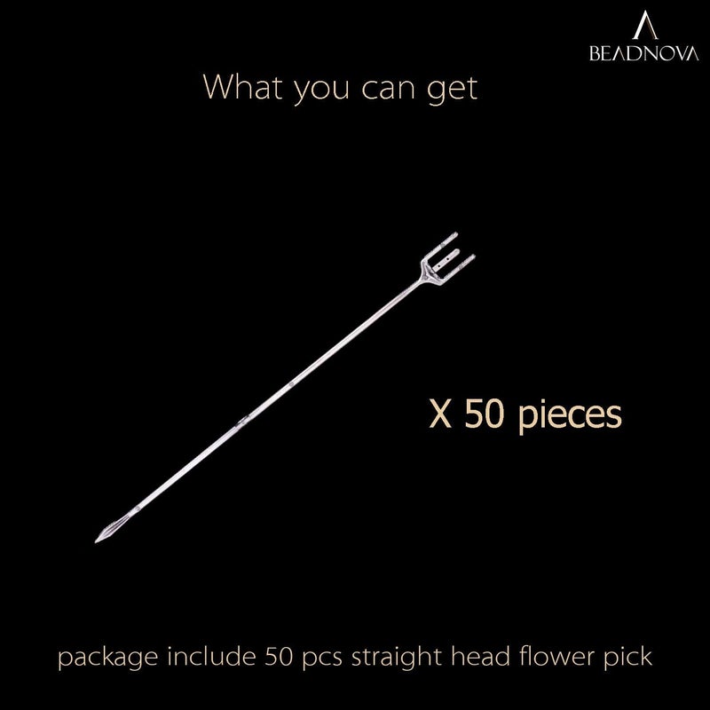 BEADNOVA Floral Pick Card Holder 50pcs 9inch Plastic Straight Head Flower Pick Card Holder for Floral Arrangement Bouquet Wedding Decoration Fork Shape Head - Image 3