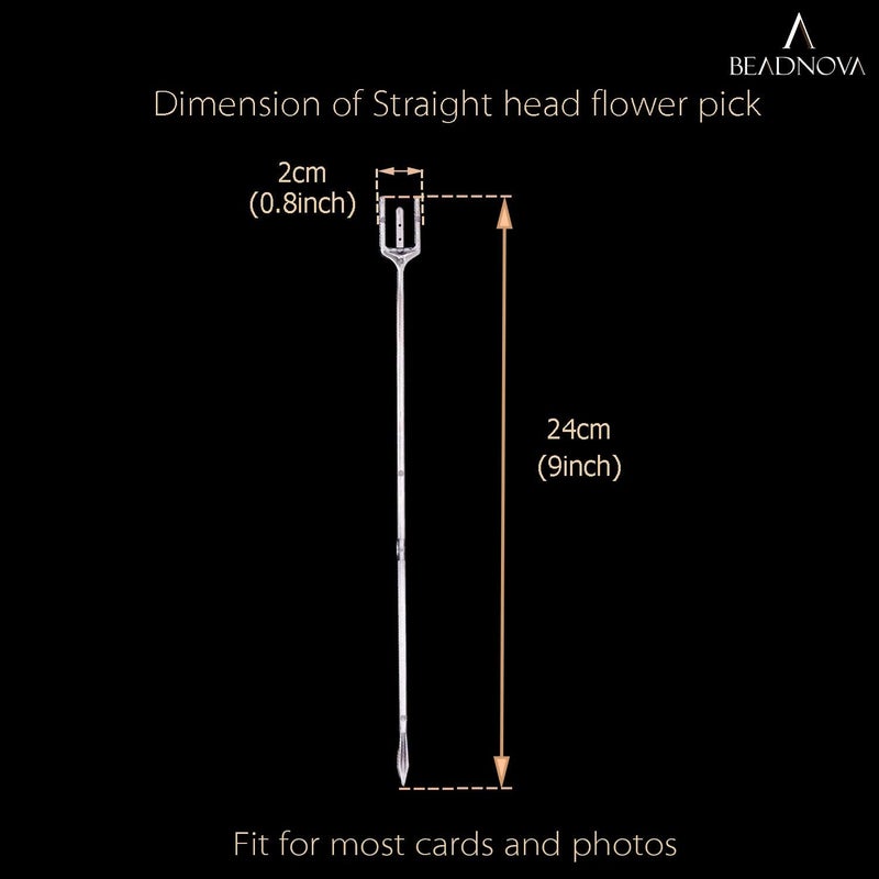 BEADNOVA Floral Pick Card Holder 50pcs 9inch Plastic Straight Head Flower Pick Card Holder for Floral Arrangement Bouquet Wedding Decoration Fork Shape Head - Image 2