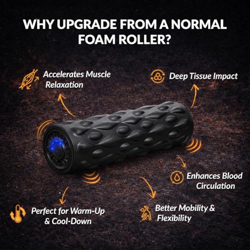 Dr.Odin Dr. Odin Waldon YC-618F Electric Vibrating Foam Yoga Roller, Massager with Wave Pattern For Pain Relief, Back Pain, Deep Tissue Massage, Physiotherapy (Black) - Image 3