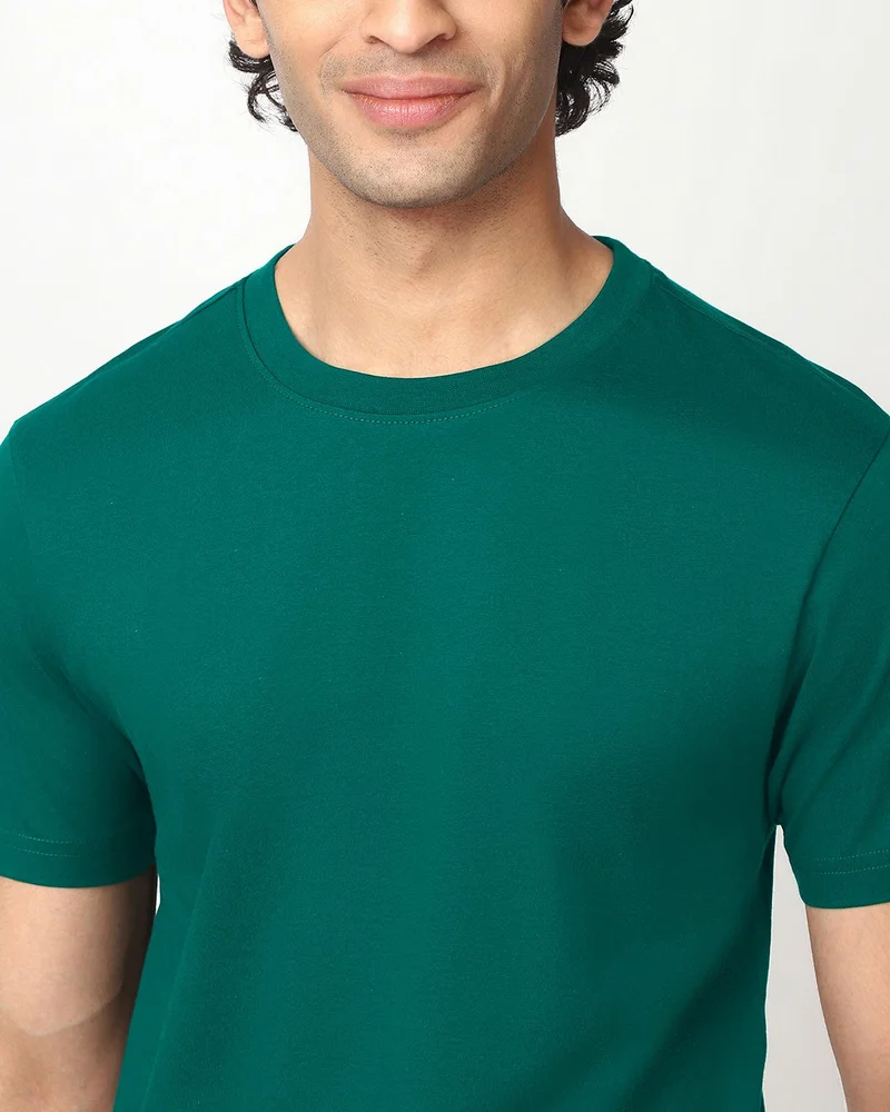 bewakoof Men's Dark Green T-shirt