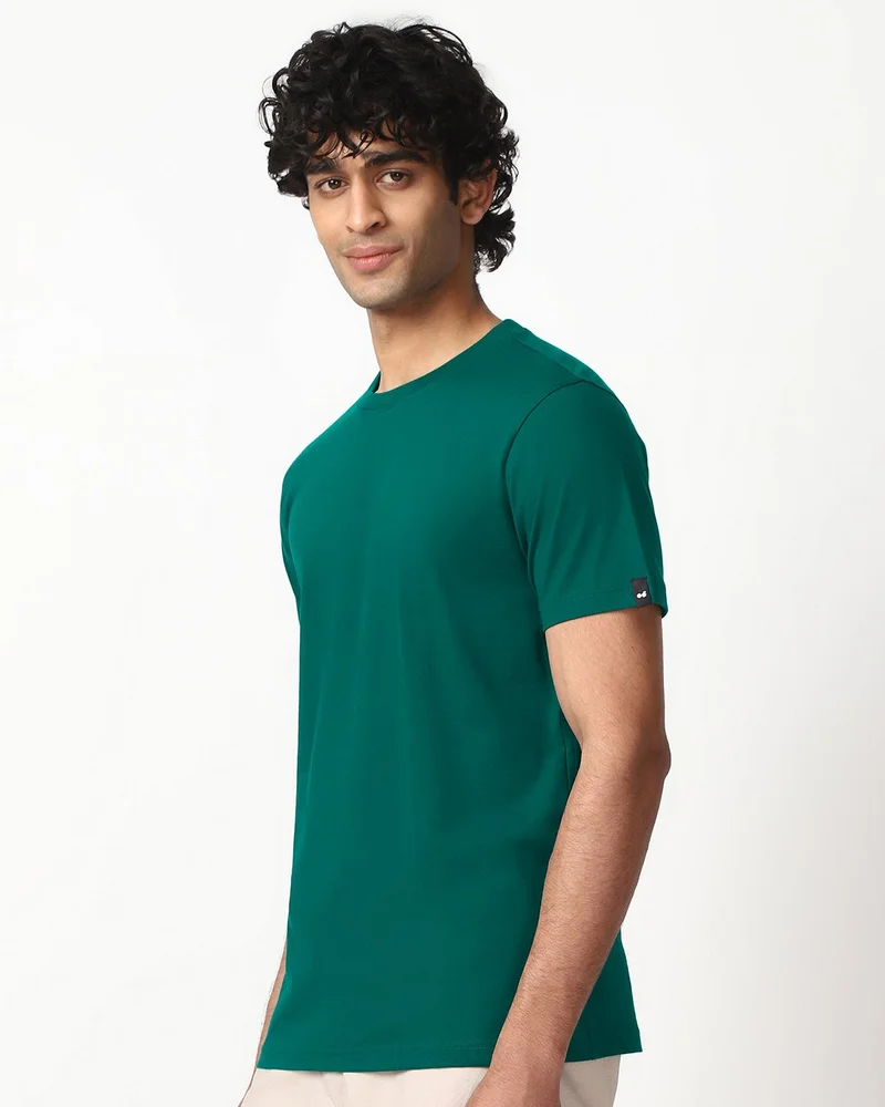 bewakoof Men's Dark Green T-shirt
