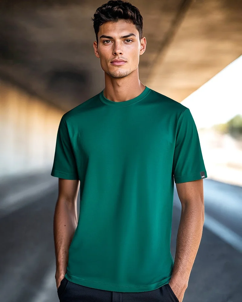 bewakoof Men's Dark Green T-shirt