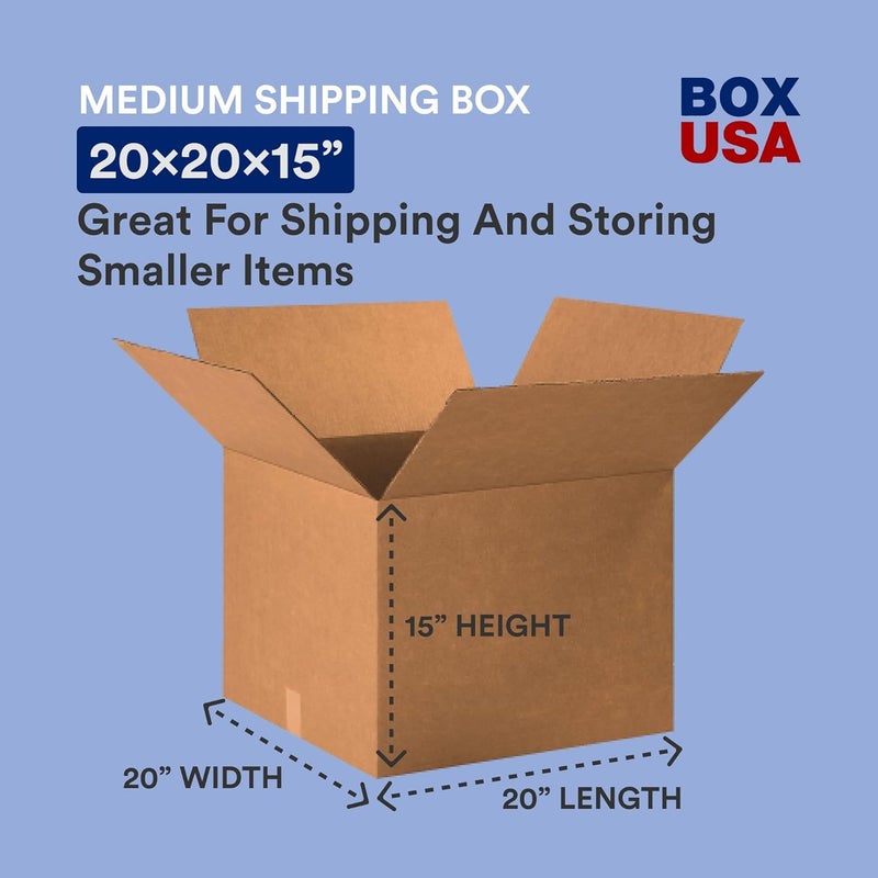 BOX USA Moving Boxes 20"L x 20"W x 15"H (12-Pack) + Packaging Tape 2" x 25yd (1-Pack) - Moving Supplies Bundle - Image 2