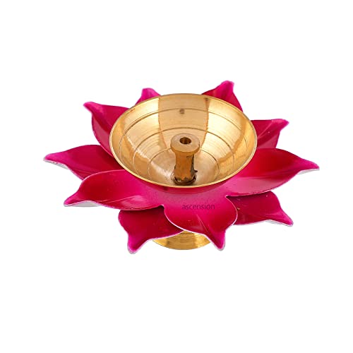 Ascension Handicraft Brass Lotus Diya for Puja Kamal Patti Flower Shaped Brass Diyas Oil Lamp for Pooja Room aarti Temple mandir Home Decoration & Gift Purposes (Pack of 6) - Image 4