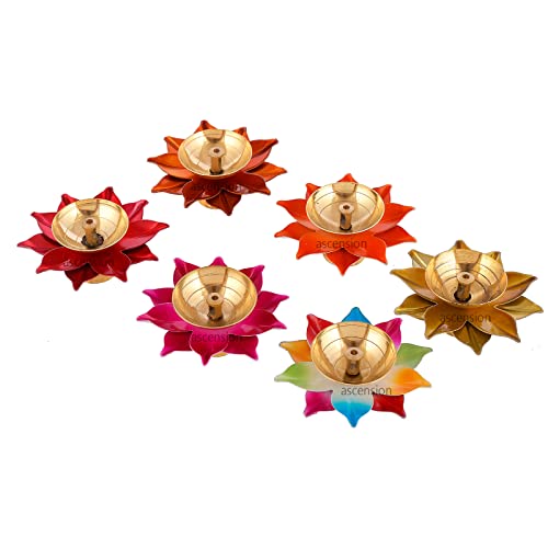 Ascension Handicraft Brass Lotus Diya for Puja Kamal Patti Flower Shaped Brass Diyas Oil Lamp for Pooja Room aarti Temple mandir Home Decoration & Gift Purposes (Pack of 6) - Image 3
