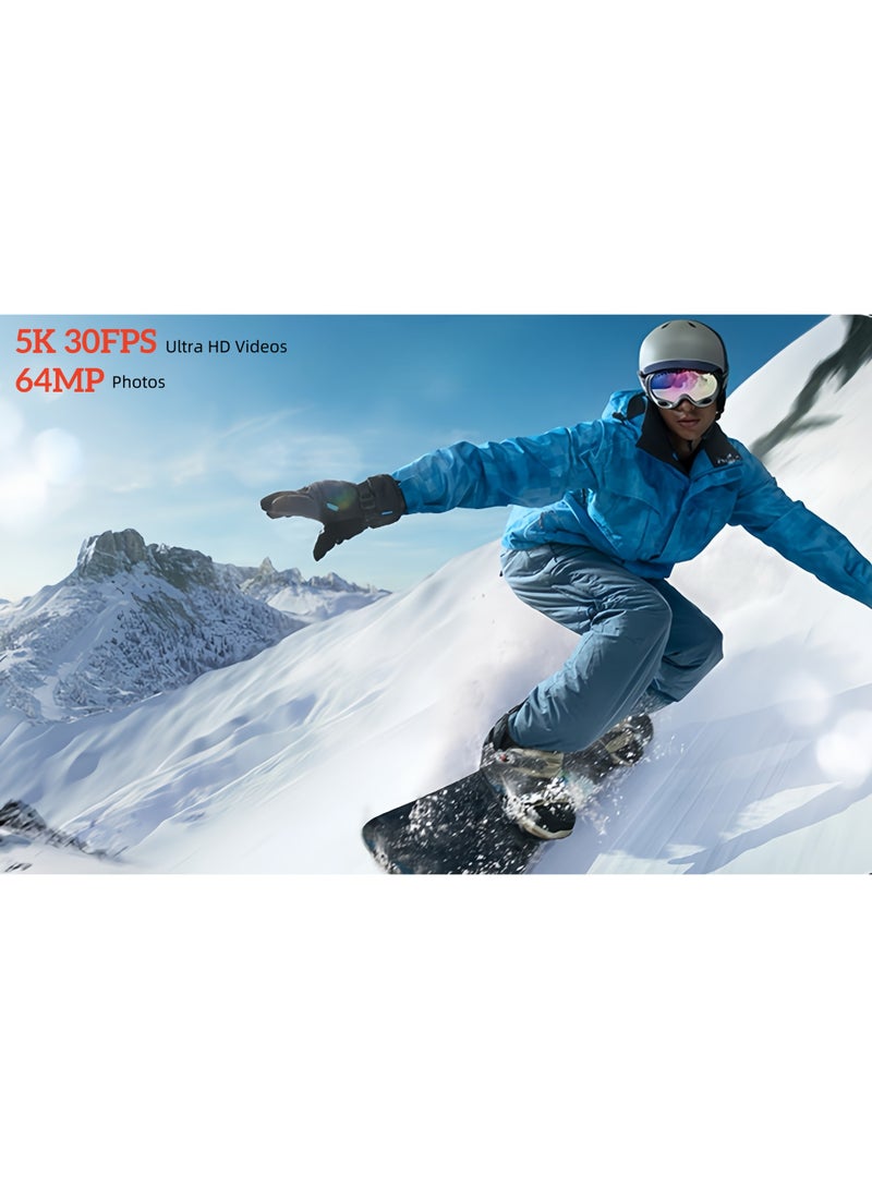 Blink True 5K Ultra HD Action Camera with Dual Screens, WiFi, Remote, 64GB Card & Waterproof - Image 2