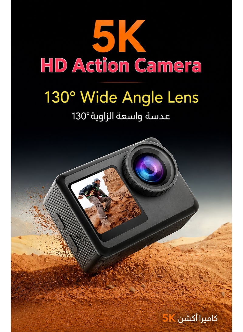 Blink True 5K 64MP Action Camera, Dual Screen Sports Camera with WiFi, Remote Control, 64GB Card & 30M Waterproof Case for Vlogging, Helmet Recording and Outdoor Adventures - Image 5