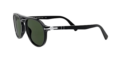 Persol Unisex PO3235S Aviator Sunglasses, Black/Green, 55 mm - Image 3