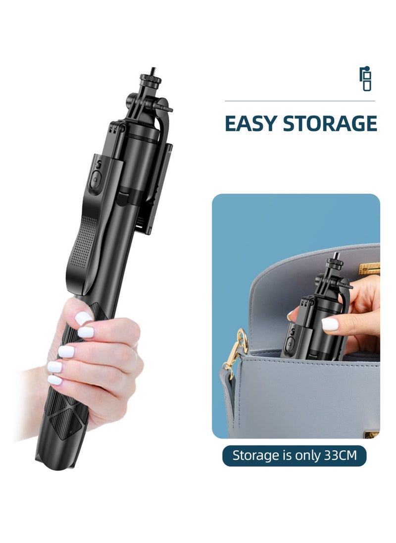 Kiboule - Selfie Stick 153 cm/60in Multi-function Selfie Stick Desktop Tripod with 6-Section Telescoping Rod 360°Rotatable Ball Head with Anti-shake Handle Phone Clip 1/4in Adapter & Remote Control - Image 1